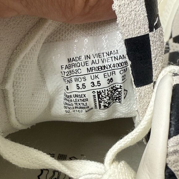 Converse One Star OX Black White Checkered US 5.5 Suede Low Top 172352c NWOB - Picture 5 of 7